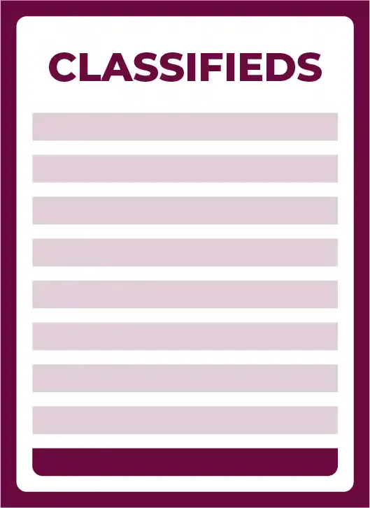 Classifieds: £6 per 25 words